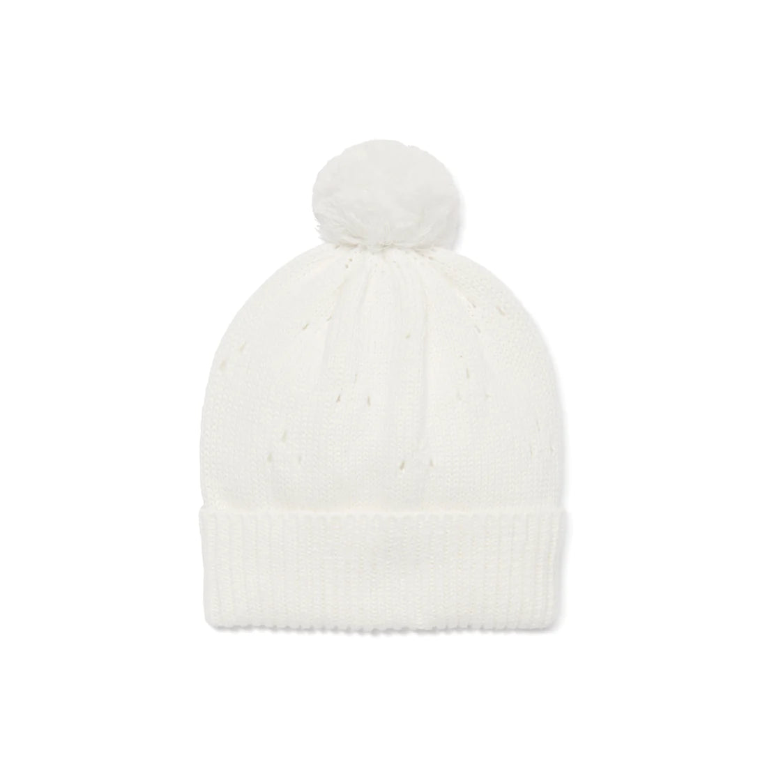 Ivory Pointelle Knit Beanie