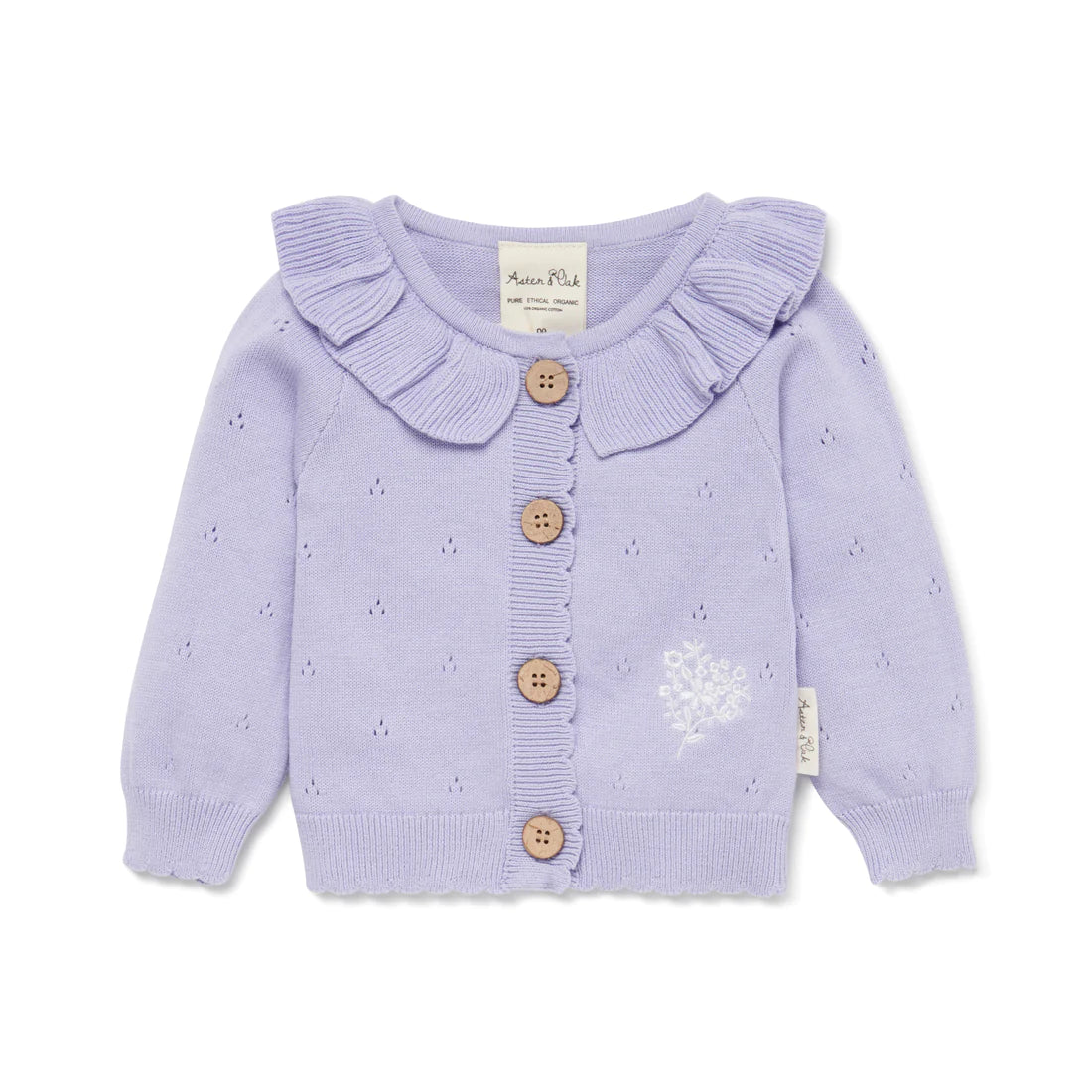 Lavender Pointelle Knit Cardigan