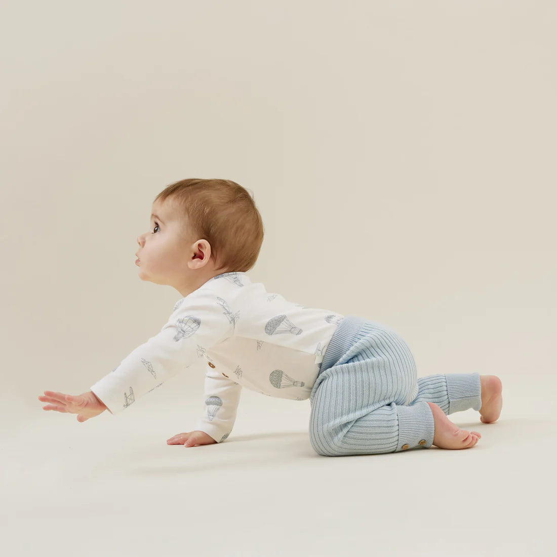 Pale Blue Knit Rib Legging
