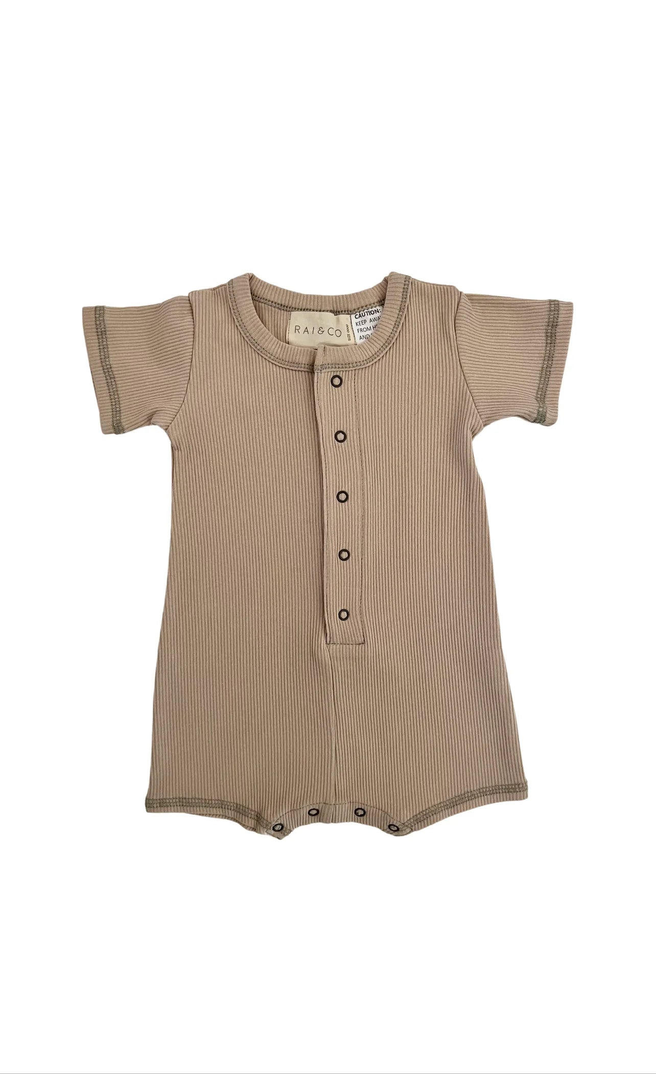 Mini Ribbed Romper- Beige