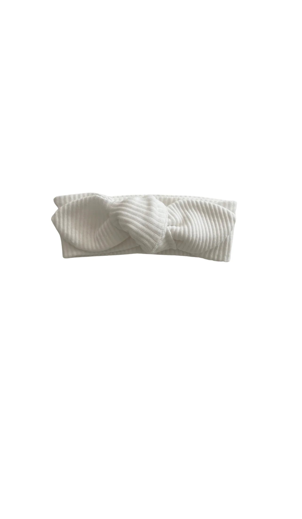 Ribbed Knotted Headband- White