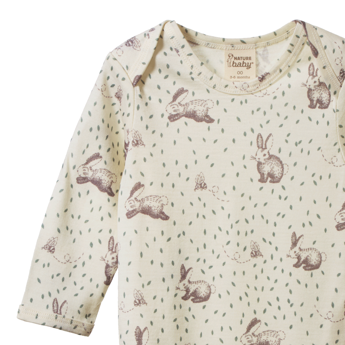 Merino Long Sleeve Bodysuit- Rabbitty