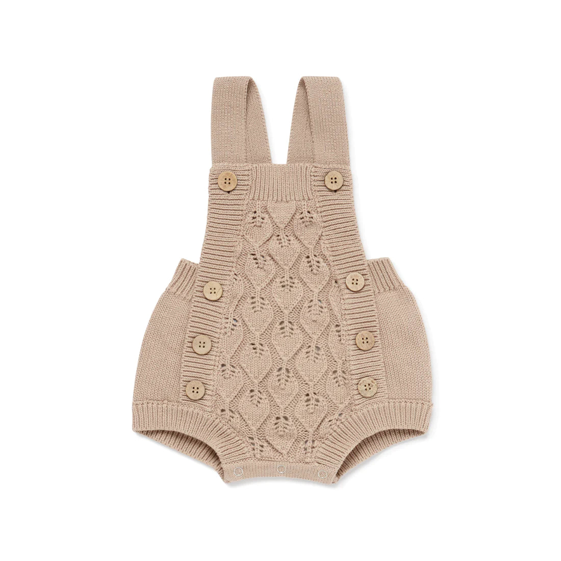 Taupe Leaf Knit Romper