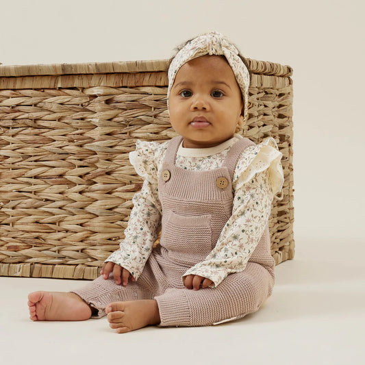 Mauve Pink Knit Overalls