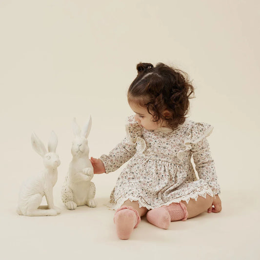 Winter Floral Ruffle Dress