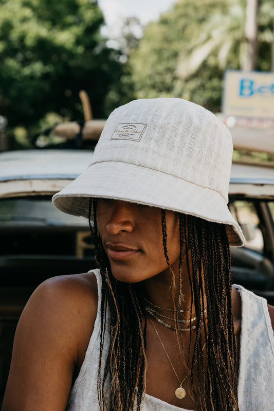 Bowie Cream Checked Bucket Hat