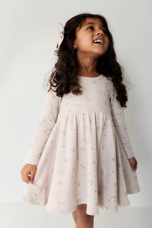 Organic cotton fine rib Tallulah Dress - Petite Fleur Violet