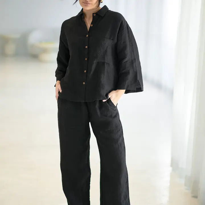 Wide leg linen pant