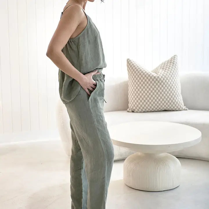Wide leg linen pant
