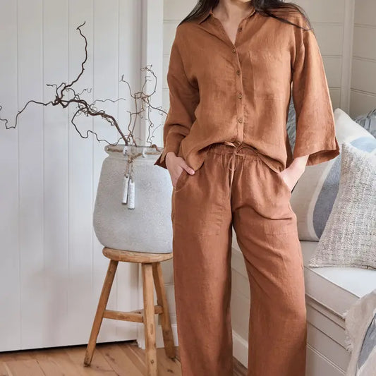 Wide leg linen pant